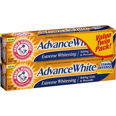 Arm & Hammer Advance White Extreme Whitening Baking Soda and Peroxide Toothpaste, 6 Oz, Twin