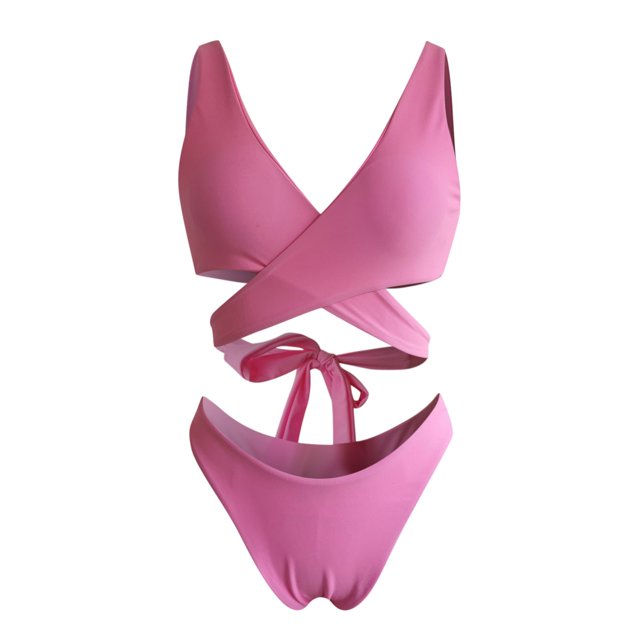 Traje de baño cómodo sin aros para mujer con almohadilla en el pecho con cuello cruzado y hombros inclinados OAVQHLG3B Store lin121212