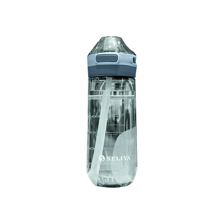 

Large Capacity Fitness Sports Water Bottle with Straw Cup with Straw Cup with Graduated Flat Spout Edibility Grade Plastic Leakproof Popup Cap for Gym Outdo