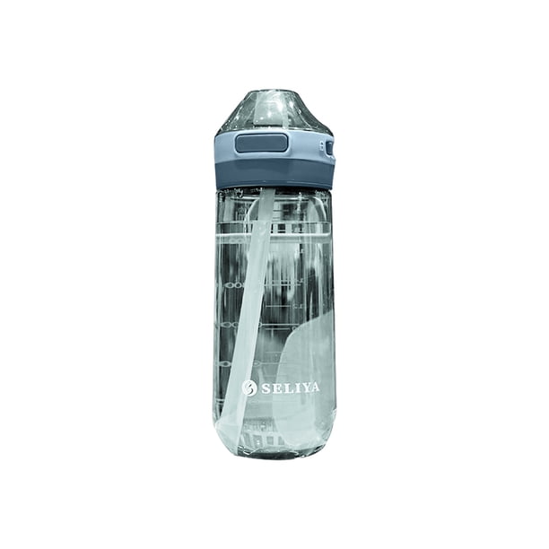 Botella de Agua con Paja Botella de Agua de Fitness de Gran Capacidad con Taza de Paja, Graduado Boca Plana Taza de Paja, Plastico de Grado Alimentario, Tapa a Prueba de Fugas, Apto para Gimnasio Y De