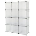 thumbnail image 2 of Cube Bookshelf with Door, Plastic Bookcase Organizer Closet Toy Organizer, Tesseract Piece Shelf, 4 Layer 12 Compartment Cube Storage Shelf, White Color, 2 of 8