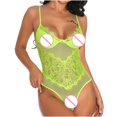 thumbnail image 4 of Traje de cuello halter con cuello en V de malla de encaje de lencería erótica sólida para chica linda para mujer Fridja nalpqowj40167, 4 of 8