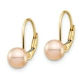 thumbnail image 6 of 14K Yellow Gold Madi K 6-7mm Pink Round Fw Cultured Pearl Leverback Dangle Earrings, 6 of 7