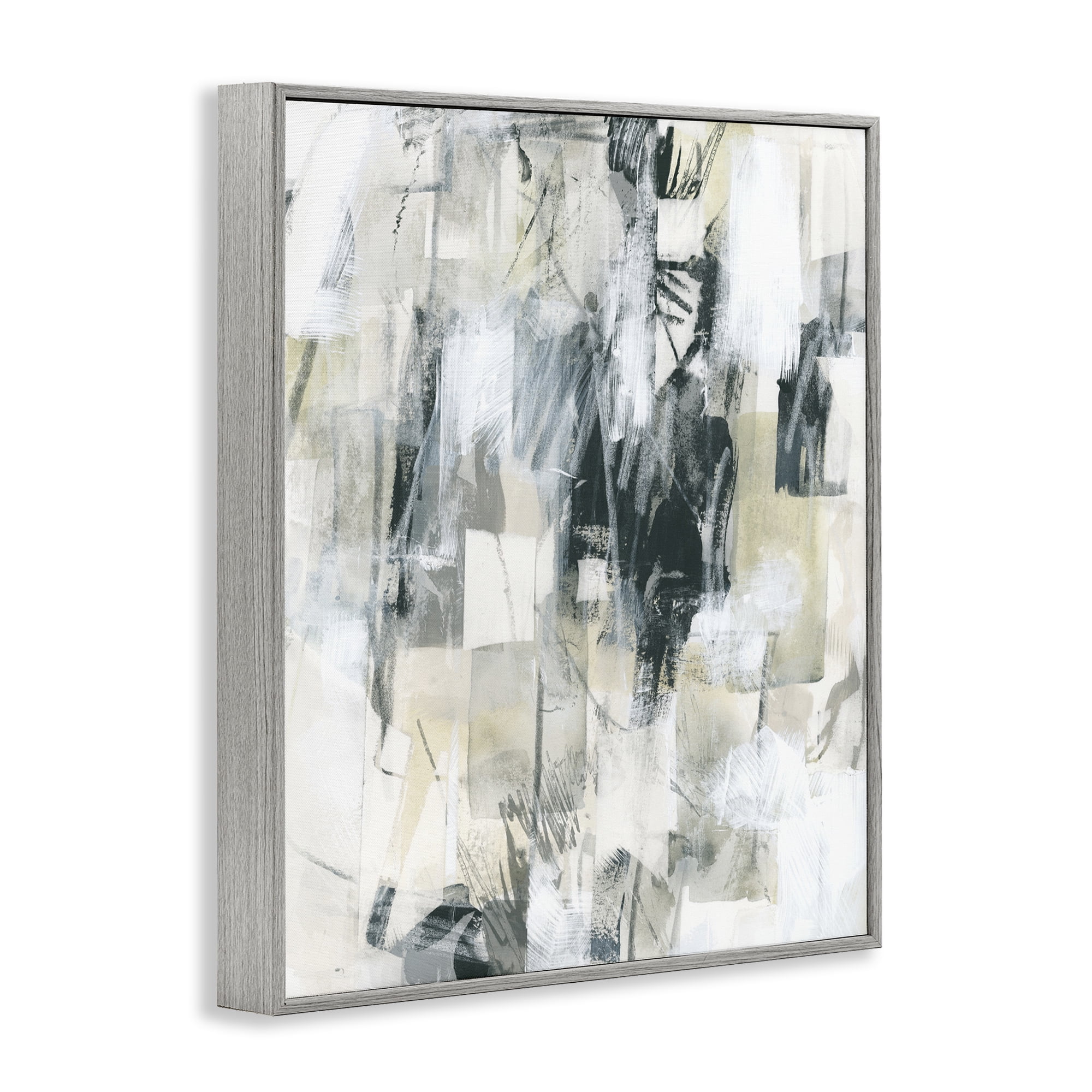 Stupell Industries Grey Layered Restless Shapes Abstract Painting Gray Framed Art Print Wall Art, 24 x 30