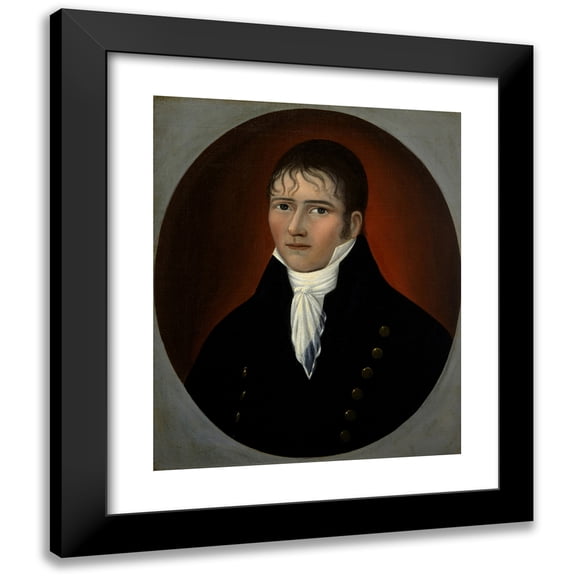 Joshua Johnson 12x14 Black Modern Framed Museum Art Print Titled - Portrait of Sea Captain John Murphy