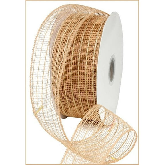 2.5" Wide Poly Jute Burlap Deco Mesh Ribbon Natural Beige (25 Yards)
