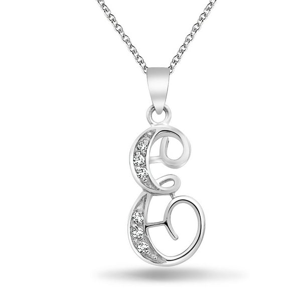 Bling Jewelry - 925 Silver CZ Cursive Initial Letter E Alphabet ...
