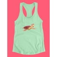 thumbnail image 3 of Cartoon Sea Turtle Happy Racerback Tank Women -Image by Shutterstock, Female x-Large, 3 of 4