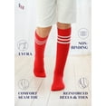 thumbnail image 5 of HUGH UGOLI Knee High Cotton Socks for Girls & Boys, Long Tube School Uniform Socks with Stripes, Soft & Comfortable, Red, 5-6 Years Old, 4 Pairs, 5 of 5