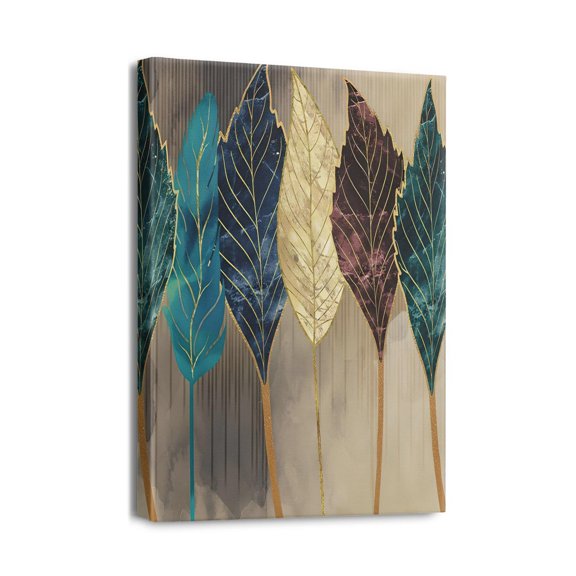 Enrich Your Walls with Abstract Leaves Art Modern Canvas Wall Art - Perfect for Living Room, Bedroom, Kitchen, Office Décor, 12X16 inches