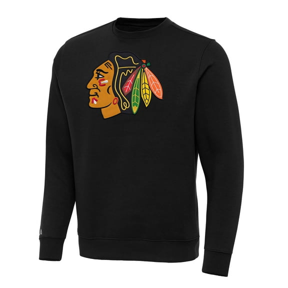 Men's Antigua Black Chicago Blackhawks Big & Tall Victory Pullover Sweatshirt