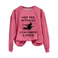 thumbnail image 4 of Halloween Sweatshirt BWASD Witch Graphic Plus Size Crewneck Sweatshirt for Women I Can Drive A Stick Print Long Sleeve Loose Pullover Top Halloween Party Outfit |Hot Pink,L, 4 of 4