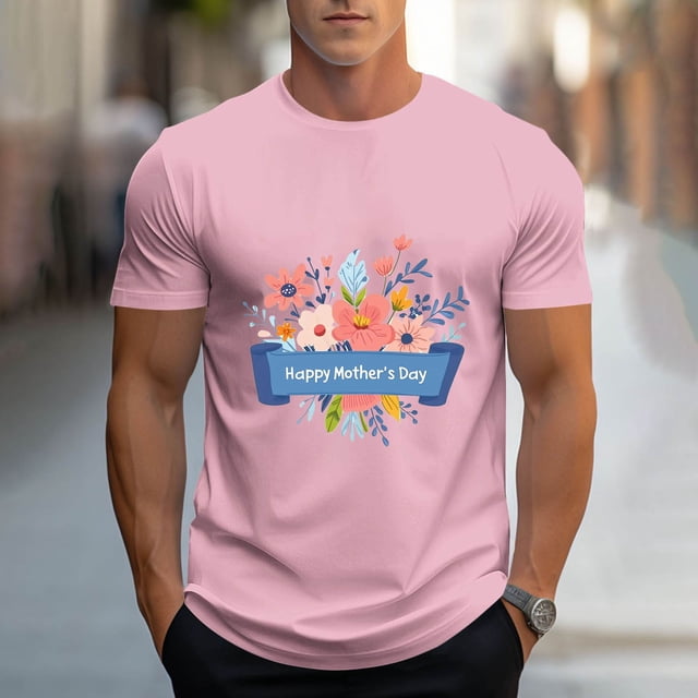 Tops para hombre, blusas y camisas de cuello redondo y manga corta para hombre, camisetas deportivas con estampados casuales para el Día de la Madre, blusas de cuello redondo y manga corta, blusas de
