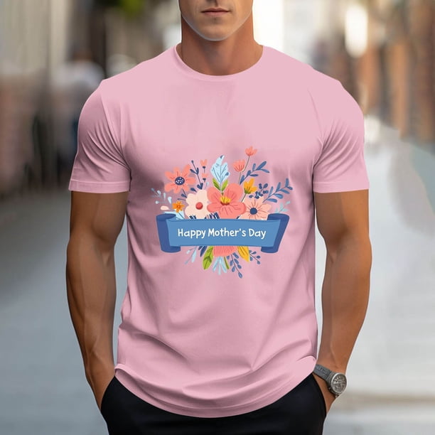 Tops para hombre, blusas y camisas de cuello redondo y manga corta para hombre, camisetas deportivas con estampados casuales para el Día de la Madre, blusas de cuello redondo y manga corta, blusas de