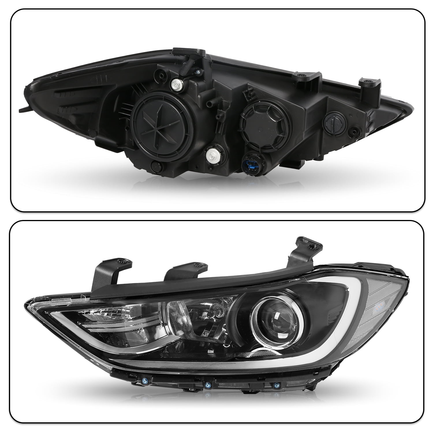 For 2017 2018 Hyundai Elantra Chrome Clear Headlight Replacement Left&Right Pair