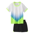 thumbnail image 3 of Sxiwei Kids Football Basketball Jersey Outfit Color Block Quick-Drying T-shirts with Shorts Athletic White 4XS, 3 of 7