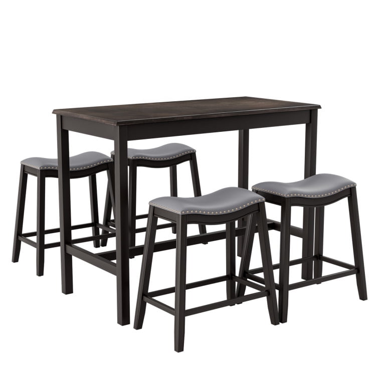 Finihen Dining Set, Dining Table Set, 5-Piece Dining Set with 4 Upholstered Stools, for Home, Restaurant, Gray Finihen Dining Set, Dining Table Set, 5-Piece Dining Set with 4 Upholstered Stools, for Home, Restaurant, Gray