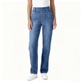 thumbnail image 5 of Paiwinds Women's Fashion Solid Color Elastic Waist Pants with Pockets, High Rise, Skinny Fit Straight Leg Trousers, Faux Denim Look, Stretchy, Multiple Colors., 5 of 8