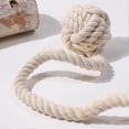 thumbnail image 2 of 2 Pack Beige Rustic Curtain Tiebacks - Outdoor Curtain Drapery Holdbacks Holders - Decorative Hand Knitting Drape Cotton Tie Backs Rope for Sheer and, 2 of 5