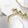 thumbnail image 2 of JERFIT Gold Wall Mounted Bathroom Sink Faucet, Brushed Brass Vessel Faucet with Cross Handles for Modern Bathroom, 2 of 10