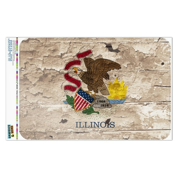 Rustic Illinois State Flag Distressed USA Home Business Office Sign