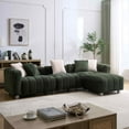 thumbnail image 3 of Timbernest 114" Sofa with Movable Ottoman and 5 Pillows, 4-Seater Corduroy Couch for Living Room, Green, 3 of 5