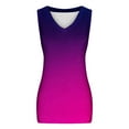thumbnail image 4 of Lufly Tops for Women Gradient V-neck Comfortable Loose T-shirt Casaul Sleeveless Blouse,Hot Pink,L, 4 of 6