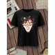 thumbnail image 2 of Women's Summer Casual T-Shirt Fashion Valentine's Day Flowers I Love you Cartoon Print Short Sleeve Camisetas de verano para mujer, manga corta, cuello redondo, casual, lindo, con gráficos, camisetas, 2 of 7