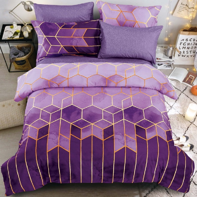 3Piece 3D Art Geometrical Comforter Bedding Set King Size Kawaii Cute Bedding Bed Set for Kids