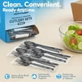 thumbnail image 3 of Individually Wrapped Plastic Cutlery Set with Napkin - 100 Pack Heavy Duty Disposable Forks, Spoons, Knives - Sanitary Wrapped Utensils Packets for Restaurants, Catering, Takeout, Parties (Black), 3 of 4