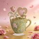 thumbnail image 4 of Regalo romántico de adorno de taza de té | Decoración acrílica en forma de corazón 15cm | Juego de tazas de té con temática de amor, platillo a juego, cuchara para remover | Acabado brillante, 4 of 4