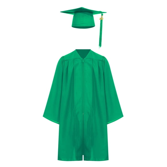 ranrann Robe de Collation des Grades Unisexe pour Enfants avec Badge 2025 et Pompon pour Occasions Spéciales Scolaires Vert 21