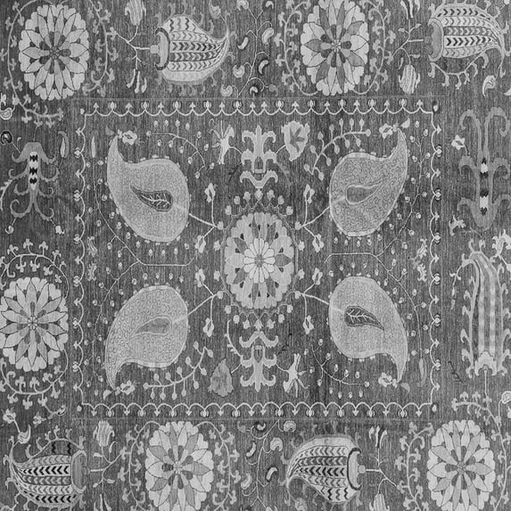 Ahgly Company Indoor Square Abstract Gray Modern Area Rugs, 6' Square