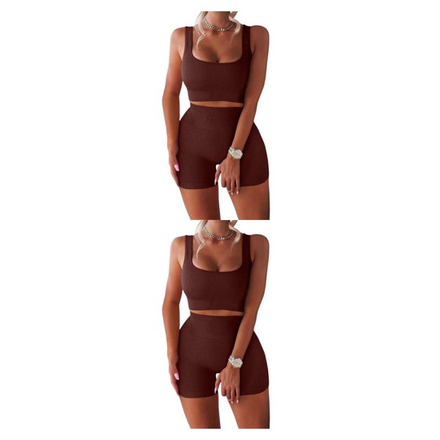 Wosthever 2 unids/set Running Jogging Fitness mujer chaleco pantalones cortos transpirables Crop Tops pantalones de cintura alta Kit ropa Type8 NO8