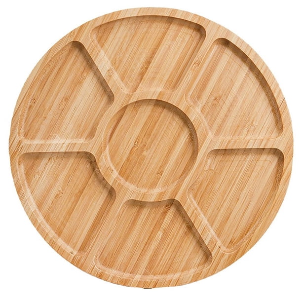Bam-boo Nu-ts Storage Platter Tray Appe-tizer Tray 5 Dining Grids Snacks Bowls Round Serving Tray Serving Dishes Perfect For