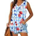 thumbnail image 2 of Wycnly 4th of July Tank Top for Women Lightweight Comfy Independence Day Shirts Tunic Patriotic Vest Summer Balloons Flag Print V-Neck Sleeveless Fashion Blouses Sky Blue m, 2 of 5