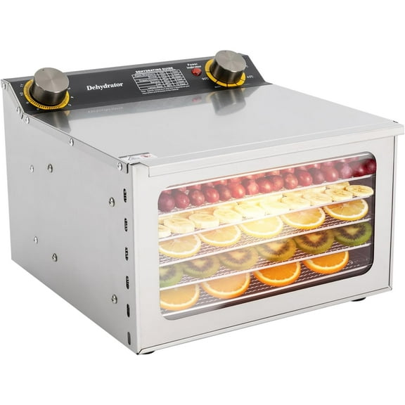 Stainless Steel Trays Food Dehydrator,Food Dryer Food Dehydrator Machine Adjustable Timer and Temperature Control for Fruit, Meat, Beef, Jerky, Herbs. (6-tier)