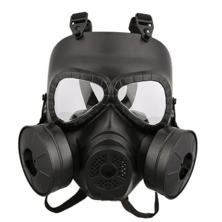 Gas Mask Equipped with Helmet Double Fan Double Filter Gas Mask CS Paintball Military Tactical Army Perspiration Face