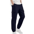 thumbnail image 6 of Riecok Cargo Pants for Boys Elastic Waist Casual Jogging Trousers Bottom with Pockets Solid Color Pull on Pants Navy 11 Years, 6 of 7