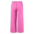 thumbnail image 4 of Shadoumai Girls Pants Linen Summer Casual Capri Pant Drawstring Elastic High Waist Lounge Wide Leg Cropped Trouser with Pockets, 4 of 4