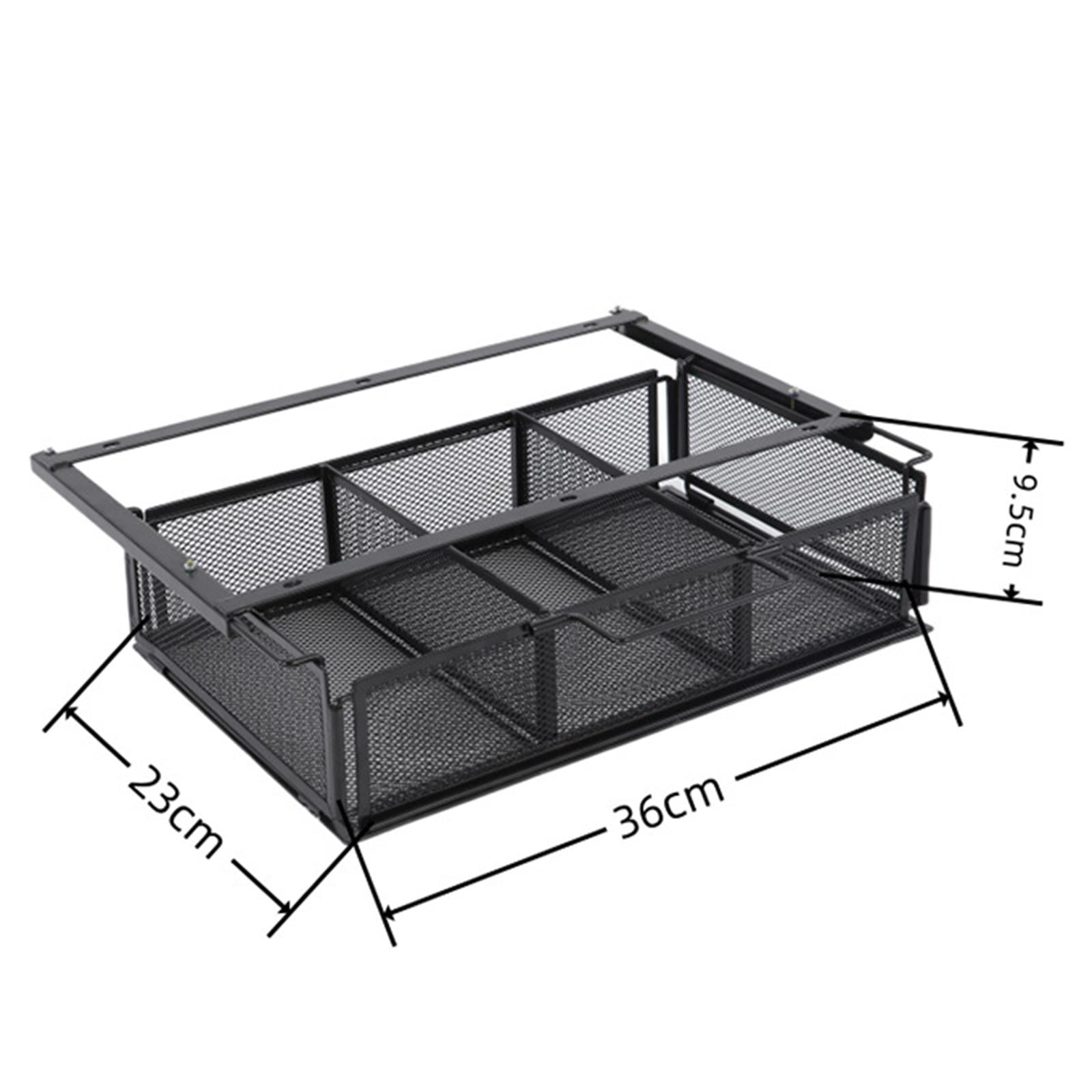 figatia under Desk Drawer Basket Hidden Desktop Organizer Black Invisible Tray Pull Out under Table Storage Shelf for Desktop Kitchen