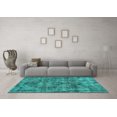 thumbnail image 3 of Ahgly Company Machine Washable Indoor Round Oriental Turquoise Blue Industrial Area Rugs, 8' Round, 3 of 4