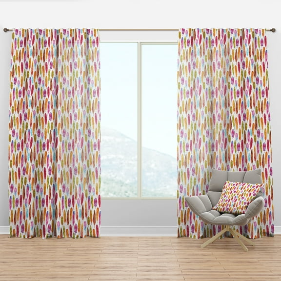 Designart 'Colorful Feathers With Pattern' Southwestern Pink Sheer Curtain Panel