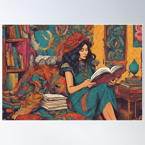Kna Prints - 1 Pc Poster Modern Woman Reading, UNFRAMED-8x12