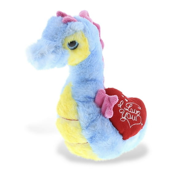 Dollibu Blue Seahorse I Love You Valentines Stuffed Animal - Heart Message - 8.5 inch - Wedding, Anniversary, Date Night, Long Distance, Get Well Gift for Her, Him, Kids - Super Soft Plush