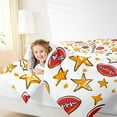 thumbnail image 4 of Manfei Cartoon Rugby Football Queen Comforter Set, Gold Graffiti Stars Print Bedding Sets, Teens Kids Boys Girls Reversible Bedding Comforter Set, Lightweight Room Decor, 3-Piece, 4 of 8
