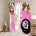 thumbnail image 3 of Manfei Chic Billiards Kitchen Curtains, Lucky Girl Lucky Me Print Black Out Curtains Pack of 2 (42x63 Each), Pink Gold Leopard, 3 of 5