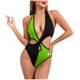 thumbnail image 1 of Trajes de Baño de Bikini de Mujer, Bloqueo de Color Sexy Correa sin Espalda Bikini, Traje de Baño de Corte Alto Retro, 1 of 1