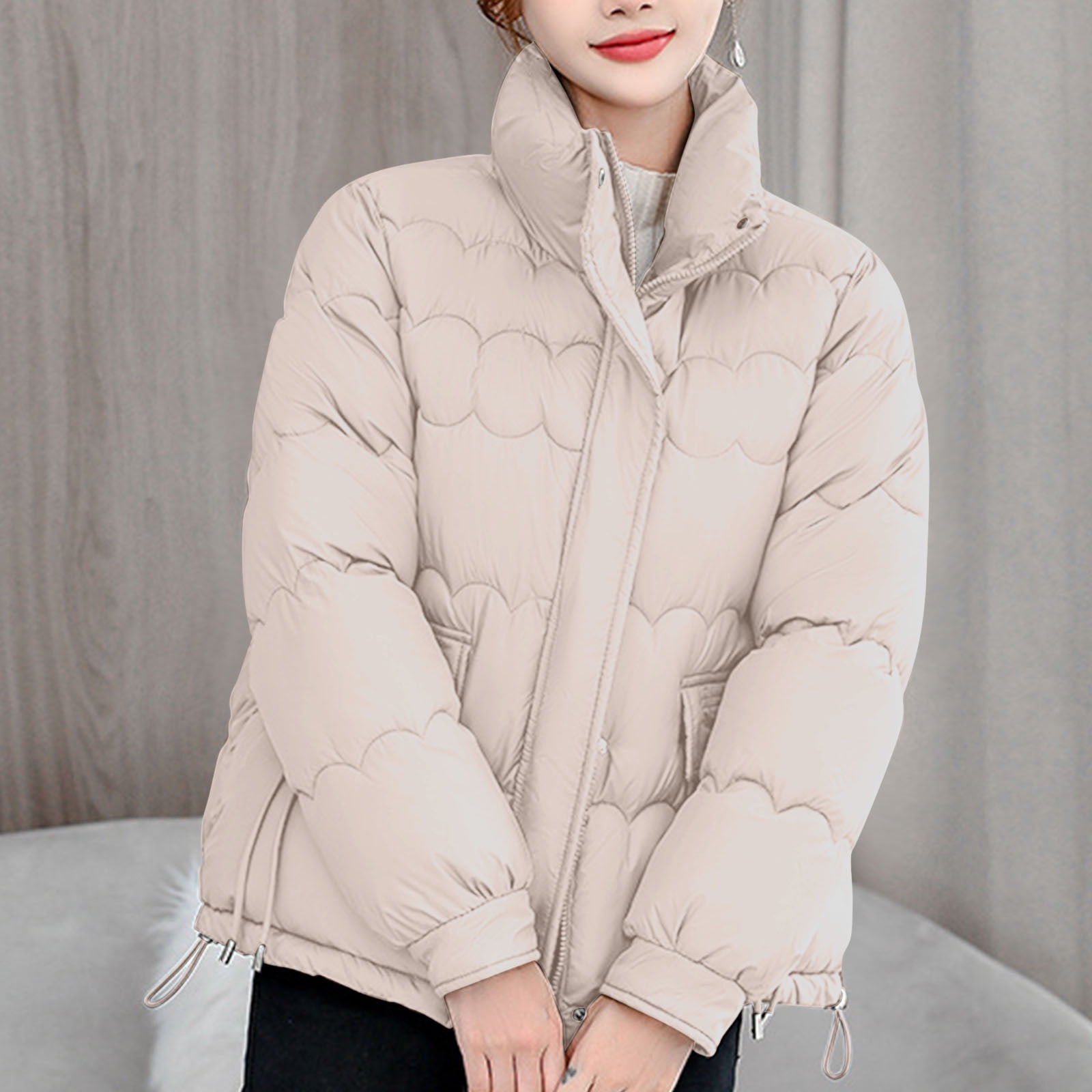 Aloohaidyvio Womens Cropped Puffer Jacket Long Sleeve Zipper Short
