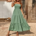 thumbnail image 6 of BLTIBY Women Boho Maxi Dresses Sleeveless Summer Bohemian Solid Color Strap Fashion Casual Loose Beach Long Dress Green XXL, 6 of 9